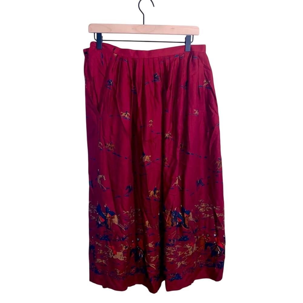 VNTG LORD & TAYLOR midi fox hunt print skirt Sz 10